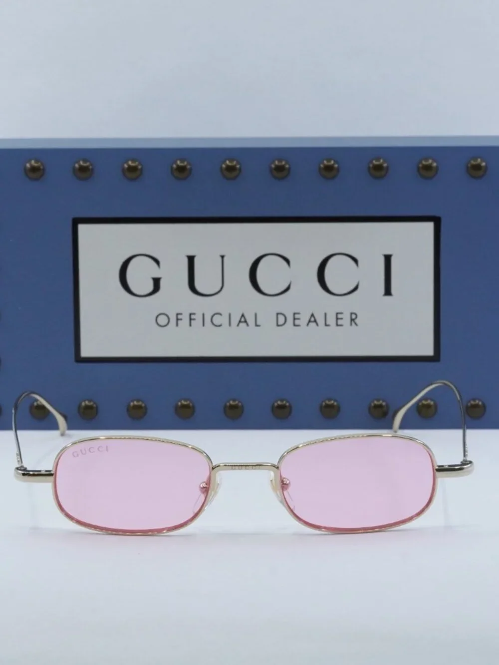 Gucci GG1648S 005 Rectangle Sunglasses - Gold/Pink